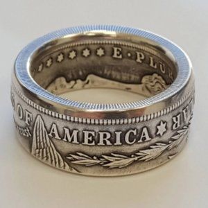 Morgan Silver Dollar Coin Design Ring Size 11